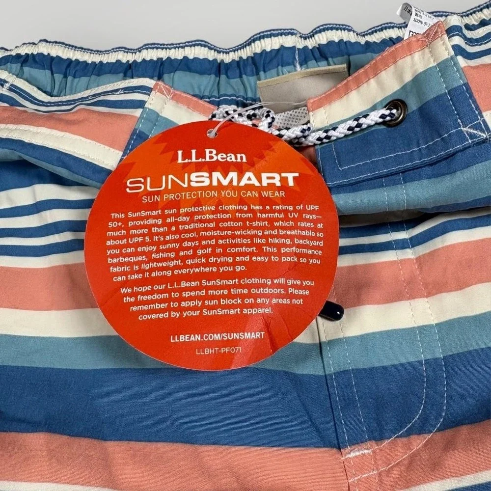 LL Bean Swim Shorts Mens XL Multicolor Stripe SunSmart UPF 50+‎ Trunks Quick Dry
